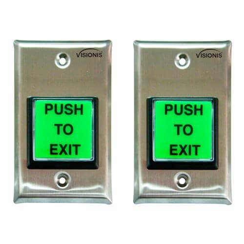 FPC-7486 - Pack 2 Green with LED Square Request to Exit Button with Timer Delay