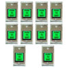 FPC-7490 - Pack 10 Green with LED Square Request to Exit Button with Timer Delay