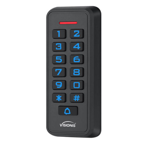 Visionis VIS-3008 - Access Control Black Outdoor IP68 Weatherproof Card Reader and Keypad Standalone No Software Wiegand 26-37 Bits
