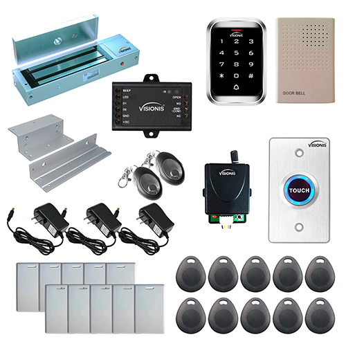 Visionis FPC-5295 One door Access Control in swinging door 1200lbs maglock with VIS-3000 Outdoor weather proof Keypad / Reader Standalone no software EM Card Compatible 2000 users wireless receiver kit