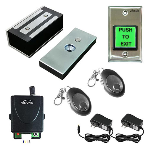 FPC-5374 One Door Access Control Out Swinging Door 120lbs small Maglock Kit with Visionis Wireless Receiver and Remote
