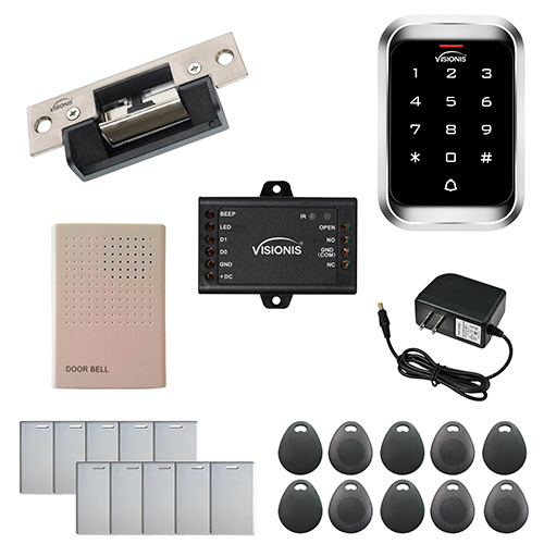 FPC-5454 One Door Access Control Electric Strike Fail Secure 2,200lbs with VIS-3000 Outdoor Weather Proof Keypad / Reader Standalone No software EM card Compatible 2000 Users Kit