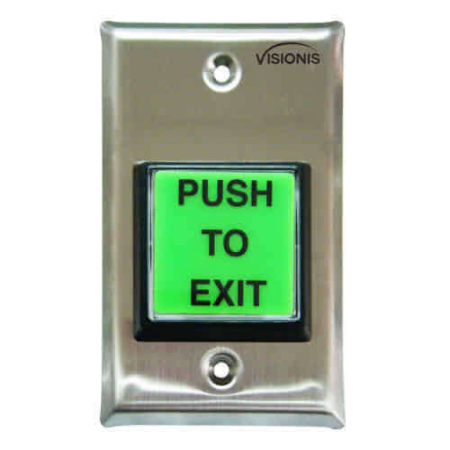 Green Square Push to Exit button for Door Access Control - Visionis