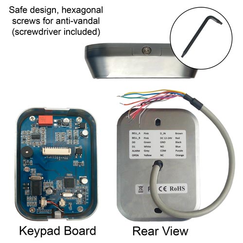 ...........Complete Wired Outdoor Vandal Resistant Keypad Kit for Magnetic Locks 
