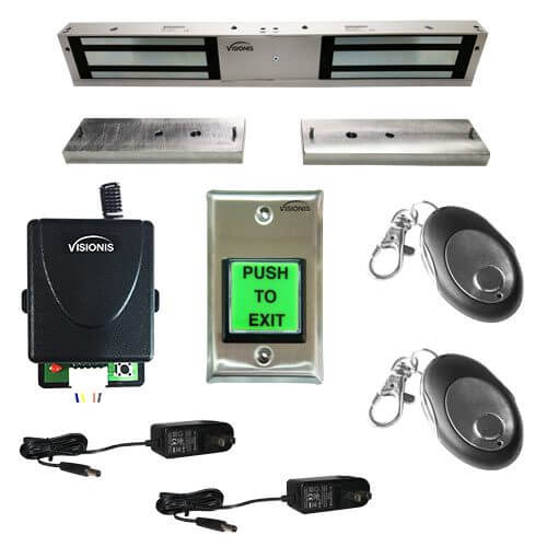 FPC-5199 One door Access Double Door 1,200lbs Electromagnetic lock with Visionis Wireless Receiver and Remote kit