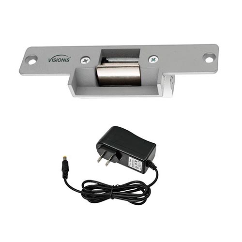 FPC-5391 1,100lbs Stainless Steel Electric Door Strike For Wood and Metal Doors 12V Fail Safe Normally Closed With Power Supply