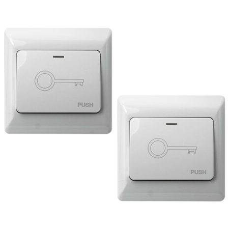 "Visionis 2 Pack FPC-7449 VIS-7030 White Wide Push to Exit Button for Access Control NC, COM and NO Outputs"