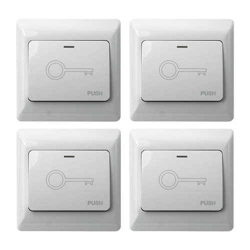 Visionis 4 Pack FPC-7450 VIS-7030 White Wide Push to Exit Button for Access Control NC, COM and NO Outputs
