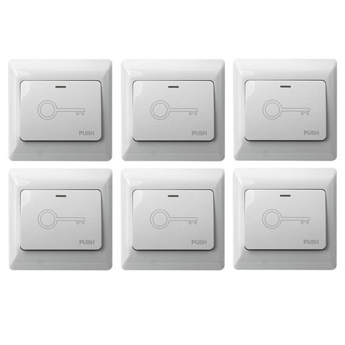 Visionis 6 Pack FPC-7451 VIS-7030 White Wide Push to Exit Button for Access Control NC, COM and NO Outputs