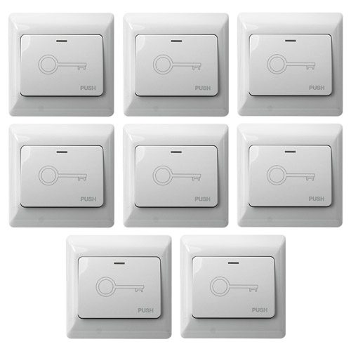 Visionis 8 Pack FPC-7452 VIS-7030 White Wide Push to Exit Button for Access Control NC, COM and NO Outputs