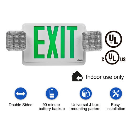 Visionis VIS-ESGGL 6 Inch UL924 Acrylic Face Green Exit Sign Light LED 