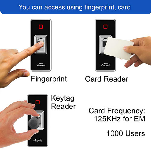 VIS-3024 – Indoor + Outdoor Rated IP68 Access Control Standalone Biometric Fingerprint + Reader