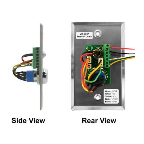 VIS-7037 - Indoor On and Off Exit Switch with Dual LED Standard Size for Door Access Control