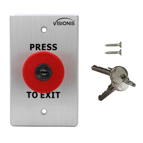 Indoor Big Red with Cylinder Key Request to Push to Exit Button for Door Access Control with NC COM and NO Outputs