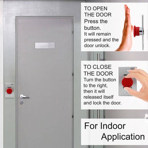 VIS-7033 - Indoor Big Red Request to Push to Exit Button for Door Access Control with NC COM and NO Outputs