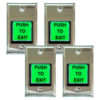 FPC-7487 - Pack 4 Green with LED Square Request to Exit Button with Timer Delay