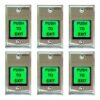 FPC-7493 - Pack 6 Green with LED Square Request to Exit Button