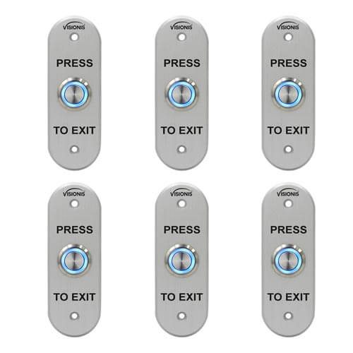FPC-7598 - 6 Pack Indoor + Outdoor Weather and Waterproof Rated IP65 Stainless Steel Door Bell Type Round Request to Exit Button