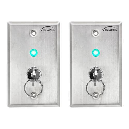 FPC-7601 - Pack 2 Indoor On and Off Exit Switch with Dual LED for Door Access Control