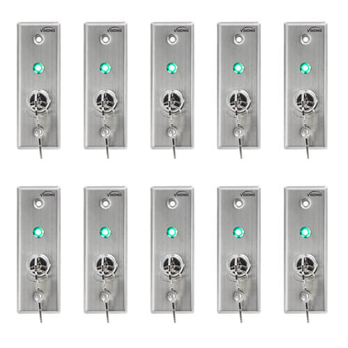FPC-7610 - Pack 10 Indoor On and Off Exit Switch with Dual LED for Door Access Control