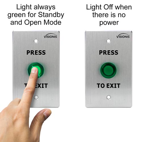 Indoor Small Green Request to Push to Exit Button for Door Access Control with LED Light NC COM and NO Outputs