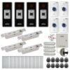 FPC-7851 Four Doors Access Control Electric Drop Bolt Fail Secure Time Attendance TCP/IP Wiegand Controller Box, Indoor + Outdoor Fingerprint/Card Reader, Software Included 10000 User, with PIR Kit