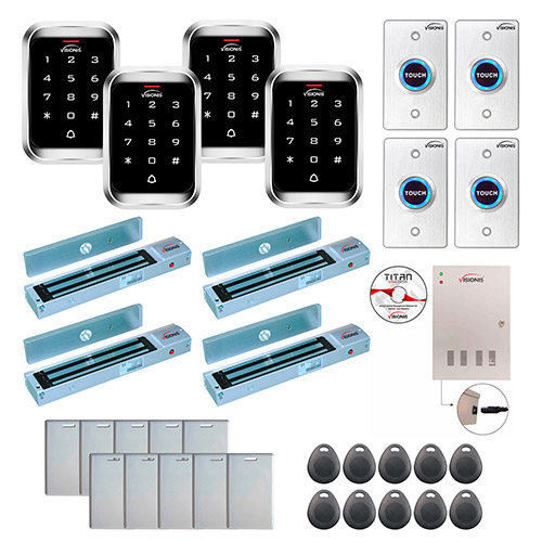 FPC-7942 4 Doors Access Control Outswinging Door 600lbs Mag Lock Time Attendance