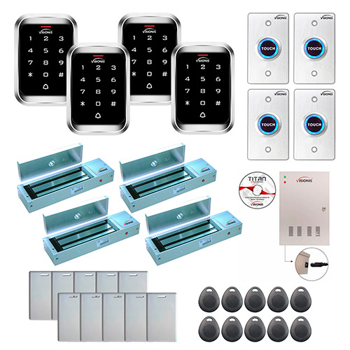 FPC-7943 4 Doors Access Control Outswinging Door 1200lbs Mag Lock Time Attendance