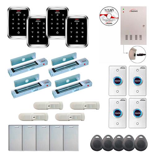 4 Door Professional Access Control Outswinging Door 300lbs Mag Lock Time Attendance TCP/IP Wiegand Controller Box FPC-7987
