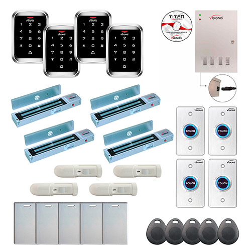 4 Door Professional Access Control Outswinging Door 600lbs Mag Lock Time Attendance TCP/IP Wiegand Controller Box FPC-7988