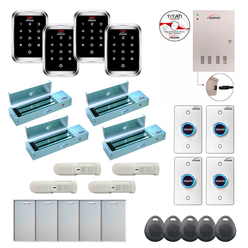 4 Door Professional Access Control Outswinging Door 1200lbs Mag Lock Time Attendance TCP/IP Wiegand Controller Box FPC-7989