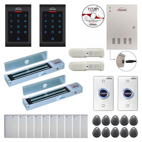 Two Doors Access Control Electromagnetic Lock for Outswinging Door 600lbs TCP/IP Wiegand Controller Box FPC-8028