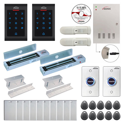 Two Doors Access Control Electromagnetic Lock for Inswinging Door 600lbs TCP/IP Wiegand Controller Box FPC-8031