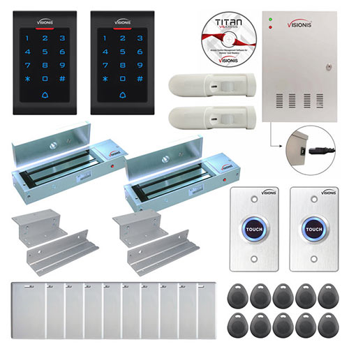 Two Doors Access Control Electromagnetic Lock for Inswinging Door 1200lbs TCP/IP Wiegand Controller Box FPC-8032