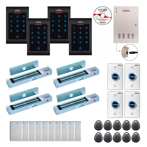 Four Doors Access Control Outswinging Door 300lbs Mag Lock Time Attendance TCP/IP Wiegand Controller Box FPC-8045