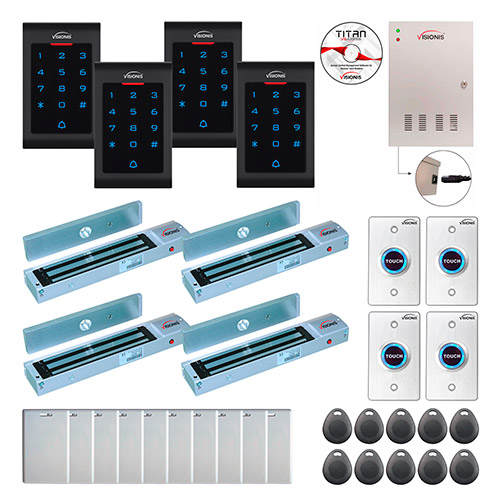 Four Doors Access Control Outswinging Door 600lbs Mag Lock Time Attendance TCP/IP Wiegand Controller Box FPC-8046