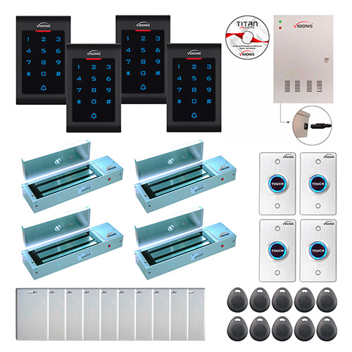 Four Doors Access Control Outswinging Door 1200lbs Mag Lock Time Attendance TCP/IP Wiegand Controller Box FPC-8047