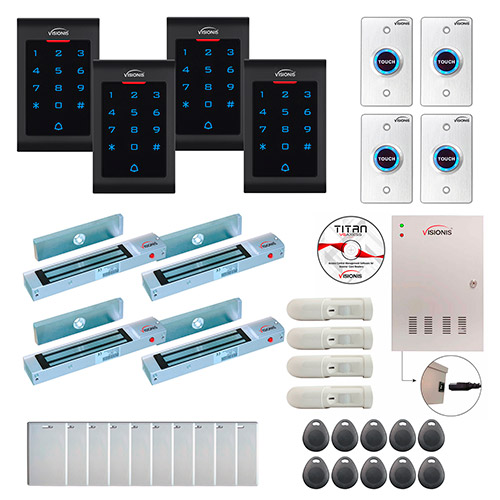 Four Doors Access Control Electromagnetic Lock for Outswinging Door 300lbs TCP/IP Wiegand Controller Box FPC-8051