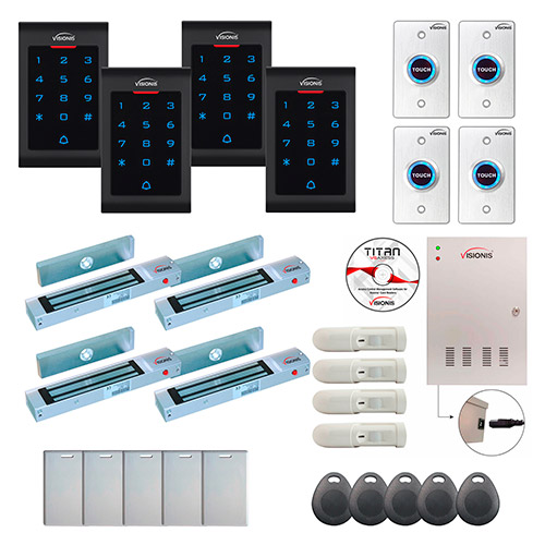 4 Door Professional Access Control Outswinging Door 300lbs Mag Lock Time Attendance