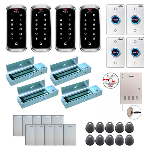 4 Doors Access Control Outswinging Door 1200lbs Mag Lock Time Attendance TCP/IP Wiegand Controller Box