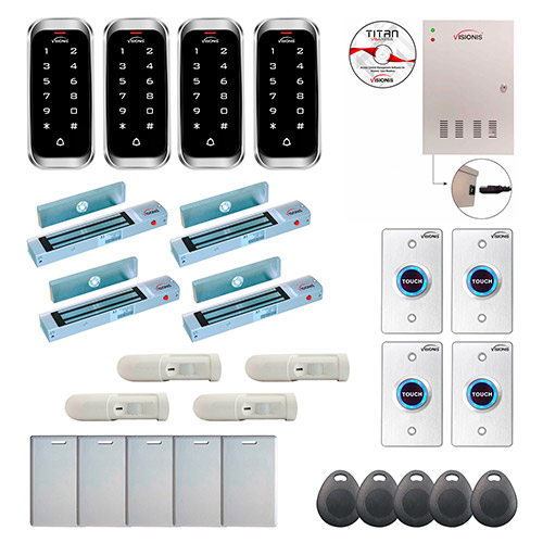 4 Door Professional Access Control Outswinging Door 300lbs Maglock Time Attendance