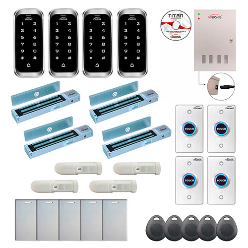 4 Door Professional Access Control Outswinging Door 600lbs Maglock Time Attendance