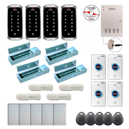 4 Door Professional Access Control Outswinging Door 1200lbs Maglock Time Attendance