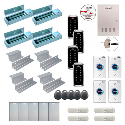 4 Door Professional Access Control Inswinging Door 1200lbs Maglock Time Attendance TCP/IP Wiegand Controller Box