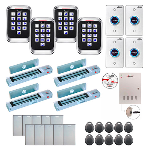 Four Doors Access Control Outswinging Door 300lbs Mag Lock Time Attendance