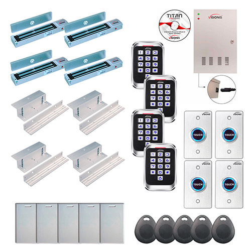 4 Door Professional Access Control Inswinging Door 600lb Mag Lock Time Attendance TCP/IP Wiegand Controller Box