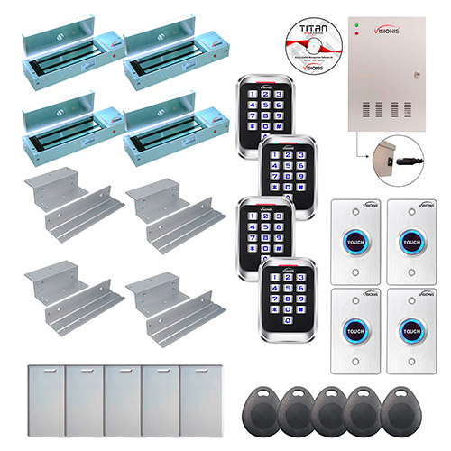 4 Door Professional Access Control Inswinging Door 1200lb Mag Lock Time Attendance TCP/IP Wiegand Controller Box