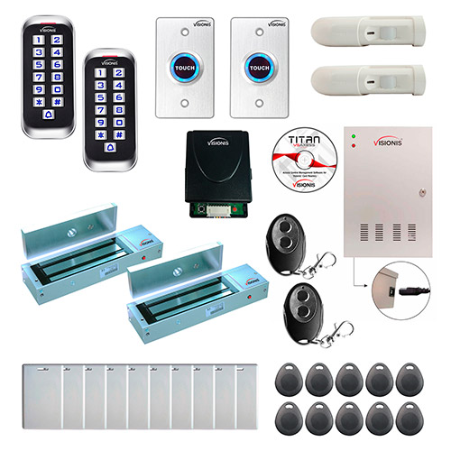 2 Doors Access Control Electromagnetic Lock for Outswinging Door 600lb TCP/IP Wiegand Controller Box