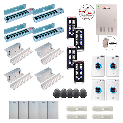 4 Doors Professional Access Control Inswinging Door 600lbs Mag Lock Time Attendance