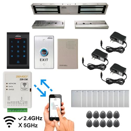 Smartphone Remote Viewing, Out Swinging Door 1200lbs Double Maglock, Indoor Only Keypad/Reader Kit